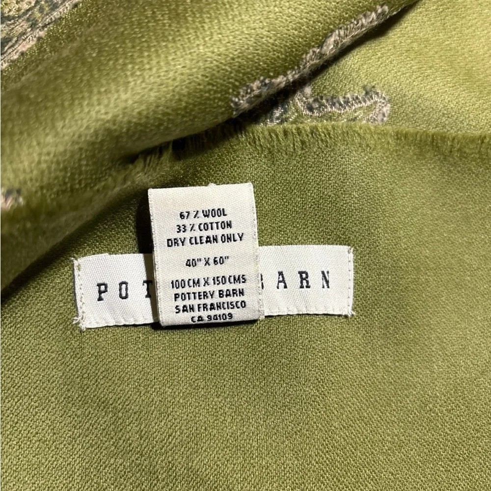 Pottery Barn Green and Cream Decorative Tapestry